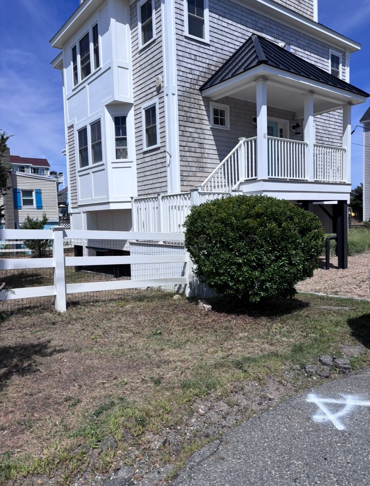 Neatly trimmed hedges along a home exterior